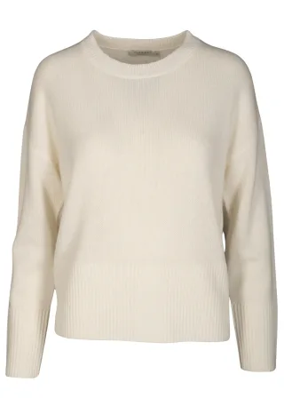 CLARINA - Rdh.-Pullover, 1/1 Arm, uni offwhite - Gr. - 46