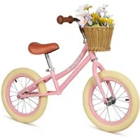 H.yeed Laufrad mit abnehmbarem Korb für Kinder 14 Zoll, ohne Pedal Kleinkindfahrrad für 3 4 5 6, höhenverstellbar
