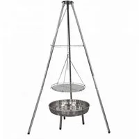 GLÜHZONE Holzkohlegrill HKG 100, Edelstahl Schwenkgrill, Holzkohlegrill mit Feuerschale