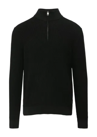 s.Oliver Red Label - Strukturierter Strickpullover mit Troyerkragen schwarz - Gr. - 3XL