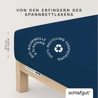 Schlafgut Spannbettlaken PREMIUM Mako-Zwirn-Jersey, 220 g/m², 95% Bio-Baumwolle, 5% Elasthan, Mako-Zwirn-Jersey, Gummizug: rundum, (1 Stück), Bettlaken bis 30 cm Höhe, PREMIUM-Qualität langlebig, perfekter Sitz