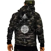 RMK Kapuzenpullover Herren Hoodie Pullover Pulli Kapuze Langarm Kompass, Karte, Camouflage, Tarn-Muster