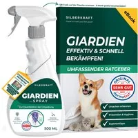 Silberkraft Giardienspray – Gegen Giardien, Viren, Bakterien & Pilze inkl. E-Book Oberflächen-Desinfektionsmittel (tiergeeignet, geruchsneutral, für Oberflächen & Textilien, Alkoholfrei, [1-St. Spray gegen Giardien & Keime Hygienereiniger für Hund & 