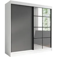 A&J MöbelLand GmbH Schiebetürenschrank TINA 2-türiger Kleiderschrank mit 2 Kleiderstangen und Spiegel (TOP ANGEBOT! Geräumiger Schrank mit einer Breite von 200 cm und Spiegel, ideal zur Aufbewahrung von Kleidung und Accessoires. TOP PRODUKT! Wählen S