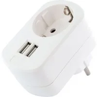Schwaiger USB Ladeadapter mit Steckdose 2x USB Netzteil 230V Adapter Steckdosenleiste