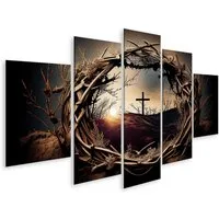 islandburner Leinwandbild Ilustration Dornenkrone Kreuz Symbol Christentum Jesus Chris Bilder