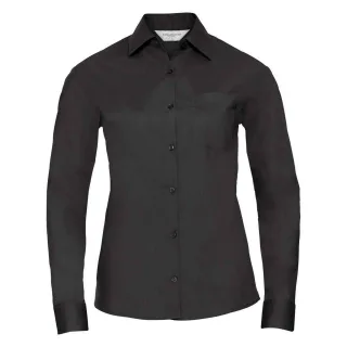 Russell Collection - Formelles Hemd Pflegeleicht für Damen Langärmlig (Schwarz)