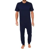 Normann Pyjama Herren Pflegeoverall kurzarm mit langen Bein + Reißverschluß am Bein