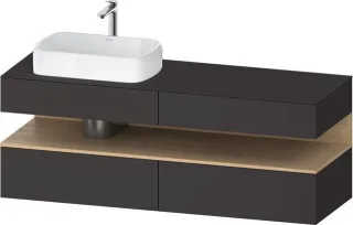 Duravit Qatego Konsolenwaschtischunterbau wandhängend Graphit Supermatt 1600x550x600 mm - QA47770308 QA4777030800000