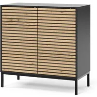 Vicco Kommode Eliza, Schwarz/Eiche, 80 x 81.2 cm mit 2 Türen (1 St)
