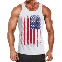 MoonWorks Tanktop Herren Tanktop Tank Top - Amerika USA Flagge - Body Fit MoonWorks® mit Print