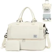 TAN.TOMI Reisetasche Wasserdichter Flugbegleiter Reise-Seesack - Tragetasche (Erweiterbar mit Trolley-Ärmel und Nasstasche), Sporttasche Wochenendtasche - Krankenhaus-Tasche