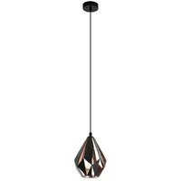 EGLO Pendelleuchte CARLTON 1 Hängeleuchte, schwarz kupfer, Stahl, exkl. Leuchtmittel, ohne Leuchtmittel, Vintage Pendellampe, 1 flammig, Drahtgeflecht, Industrial, 110x20,5cm