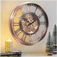 Samilito Uhr Wanduhr mit echtem Bewegungsgetriebe Zahnrädern (Leises Quarz-Schrittwerk, kein tickendes lautes Geräusch)