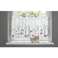 OTTO home Scheibengardine Bille (1 St), Durchzuglöcher, transparent, Voile, transparent, mit einseitiger Stickerei, waschbar, Blumen