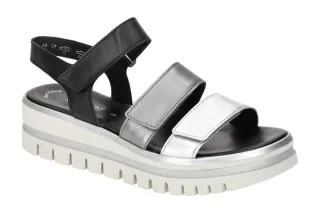 Gabor 84.620.61 Damen Sandalette Silber Schwarz Grau Best Fitting