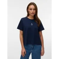 Vero Moda Kurzarmshirt VMSARA METTE SS TOP BOX JRS GA NOOS Baumwolle, regular fit