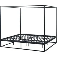 en.casa Himmelbett, »Kristianstad« mit Lattenrost Metall Schwarz 180 x 200 cm