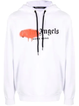 Palm Angels Red Spray Hong Kong Kapuzenpullover Weiß