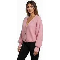 Worldclassca Cardigan WORLDCLASSCA Cardigan Oversize V-Neck Button Strickjacke Ballonärmeln Neue Kollektion - Stilvolle und gemütliche Strickmode für Damen