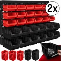 monzana Wandregal, Stapelboxen 64 tlg Box Starke Wandplatten Erweiterbar Werkstattregal