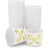 Frau WUNDERVoll Muffinform 25 Muffin Backformen, weiß mit gold Schleife, Durchmesser 6,1 cm, (25-tlg)