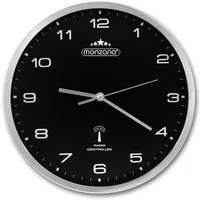 monzana Wanduhr (Funk Automatische Zeitumstellung Geräuscharm Quarzuhrwerk Schwarz)