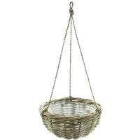 Dekoleidenschaft Blumenampel Pflanzampel "Koboo Grey" aus Rattan, grau, handgefertigt, Hängeampel