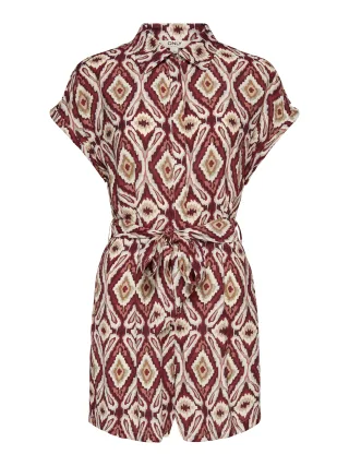 ONLY - ONLSUI MIKASI S/L BELT PLAYSUIT WVN Brick Red - Gr. - XS
