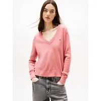 Tommy Jeans V-Ausschnitt-Pullover TJW ESSENTIAL VNECK SWEATER EXT mit Logostickerei