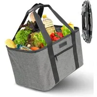 shopwell Einkaufskorb Einkaufskorb faltbar 30 Liter Klappkorb,Shopping Bag grau/schwarz