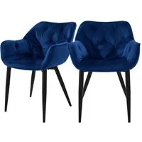 ML-DESIGN Stuhl Esszimmerstuhl mit Rückenlehnen und Armlehnen aus Samt mit Metallbeine (2 St), Ergonomischer Sessel Dunkelblau Wohnzimmerstuhl Polsterstuhl