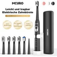 MCURO Schallzahnbürste Schallzahnbürste für Zahnpflege 40000 VPM, 5 Putzmodi, Aufsteckbürsten: 6 St., Reise Zahnbürsten,Timer,TYPE-C aufladbar