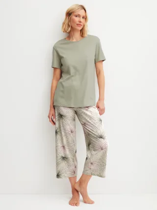 CALIDA - DAMEN Pyjama 7/8 tea green - Gr. - XS