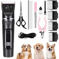 FELIXLEO Hundeschermaschine Hundeschermaschine Leise Tierhaarschneidemaschine mit 11 Zubehör