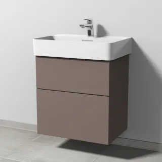 Sanipa 3way Waschtischunterbau zu Laufen VAL Waschtisch mit 2 Auszügen, Taupe-Matt SP8211T