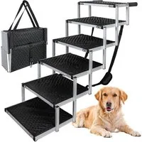 Petigi Hunderampe Hundetreppe Anti Rutsch Einstiegshilfe faltbar 6 Stufen Hundeleiter