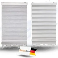 Doppelrollo Doppelrollo mit Kassette Weiß Grau Höhe 250/200 cm mit und ohne Perlen, Plisseeonline, abdunkelnd, Deckenmontage, Inkl. Montagezubehör für Deckenmontage, Wand oder Decke, mit Kindersicherung
