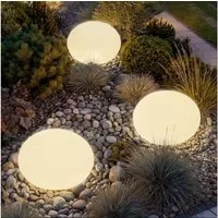 tectake LED Gartenleuchte Kugelleuchte Luminous Eye, LED, mit Fernbedienung, LED, Bunt, Stylische LED-Kugel mit 3 Standfüßen und indirekter Beleuchtung