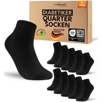 sockenkauf24 Diabetikersocken kurz ohne Gummibund & ohne Naht Quarter Diabetiker Socken Baumwolle (Set, 10-Paar) Diabetiker Socken mit Komfortbund ohne Gummi für Damen & Herren