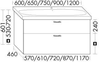 Burgbad WTU Sys30 PG2 Echo 601x870x460 Eiche Dekor Silber, WYJP087F6329 WYJP087F6329