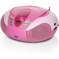 Lenco SCD-37 USB Pink UKW-Radio (FM, 3 W, USB- & AUX-Eingang, flexibel mit Strom- oder Batteriebetrieb in Pink)