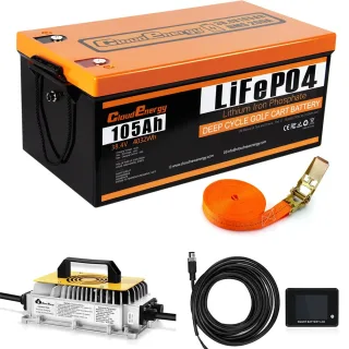 [EU Direct] Cloudenergy 36V(38.4V) 105Ah LiFePO4 Golf Cart Battery, Built-in 200A Bluetooth BMS,with 20A Charger,Touch M