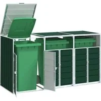 vidaXL Mülltonnenbox, Mülltonnenbox für 3 Tonnen Grün 216x81x115 cm Stahl