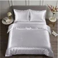 Cozyor Bettwäsche Satin glänzend 135x200, 155x200, 155x220, 200x200cm mit Reißverschluss, Satin, weiß Purity, 3 teilig, Edel und hochwertig