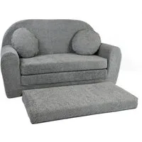 FORTISLINE Kindersofa Kindersofa aus Teddy-Stoff mit Verlängerung - Klappsofa, Spielsofa, ausklappbar