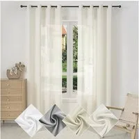 Woltu Gardine (1 St), Ösen, halbtransparent, Vorhänge Leinenoptik