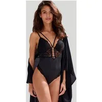 JETTE Stringbody ohne Bügel aus feiner Jacquardspitze, sexy Dessous, Reizwäsche