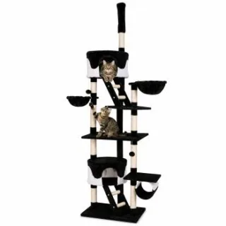 Lionto Kratzbaum XXL, Höhenverstellbar (230 - 250 cm) schwarz/ weiß