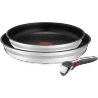 Tefal Pfannen-Set Jamie Oliver Ingenio G6, Pfannenset abnehmbarer Griff, antihaft, Edelstahl (Set, 3-tlg., 2x Pfannen Ø 24/28 cm, 1x abnehmbarer Griff, Made in France), stapelbar, platzsparend, einfache Reinigung, Induktion, L97691